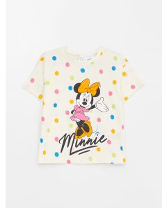 Crew Neck Short Sleeve Minnie Mouse Printed Baby Girl T-Shirt