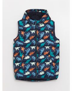 Hooded Printed Boy Down Vest