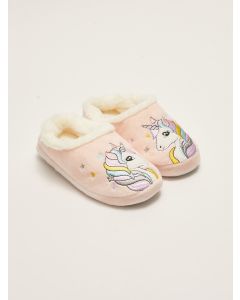 Embroidery Detailed Plush Girl's Slippers