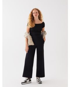 Elastic Waist Regular Bell-Bottoms Women's Trousers