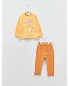 Crew Neck Long Sleeve Winnie the Pooh Printed Baby Boy Sweatshirt and Trousers 2-Pack Set