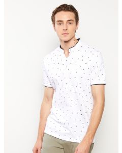 Grandad Collar Short Sleeve Patterned Men's T-Shirt