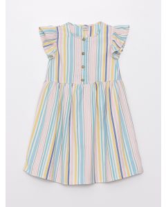 Crew Neck Striped Short Sleeve Girl Dress