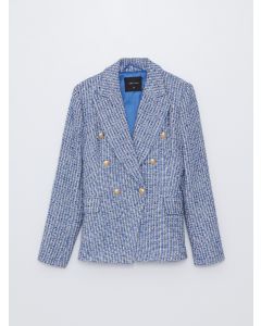 Patterned Long Sleeve Women's Tweed Blazer Jacket