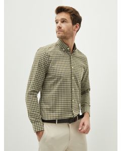 Slim Fit Long Sleeve Plaid Men's Shirt