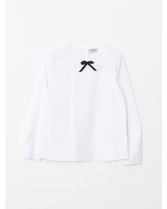 Baby Collar Basic Long Sleeve Poplin Girl's Blouse