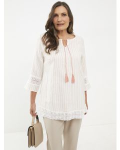 Tied Collar Striped Women's Tunic