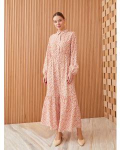 Shirt Neck Patterned Long Sleeve Women's Dress