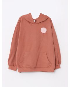 Hooded Printed Long Sleeve Girl Sweatshirt