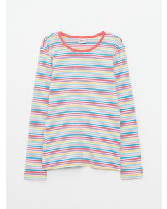 Crew Neck Striped Long Sleeve Cotton Girl T-shirt