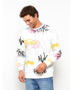 Crew Neck Long Sleeve Patterned Men's Sweatshirt