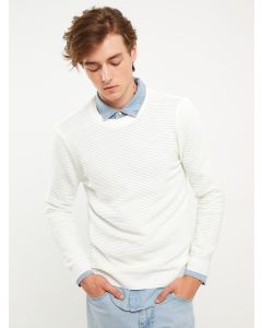 Crew Neck Long Sleeve Men's Tricot Sweater