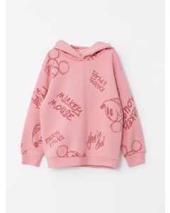 Hooded Mickey Mouse Printed Long Sleeve Girl Sweatshirt