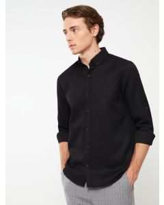 Slim Fit Long Sleeve Dobby Weave Men's Shirt