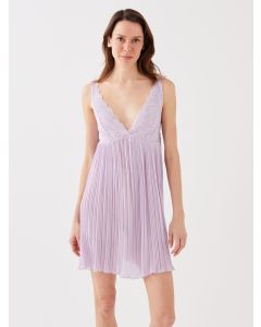 V Neck Strap Lace Detail Women Nightdress