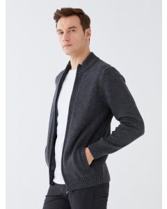 Standard Fit Turtle Neck Men's Tricot Cardigan