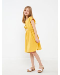 Crew Neck Short Sleeve Girl's Dress