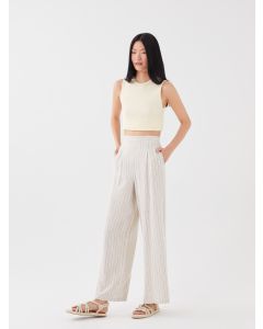 Elastic Waist Comfortable Fit Women Linen Trousers