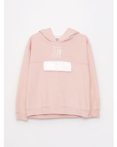 Hooded Printed Long Sleeve Girl Sweatshirt