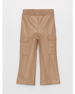 Leather Look Baby Girl Cargo Pants