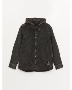 Comfort Fit Hooded Boys' Denim Shirt