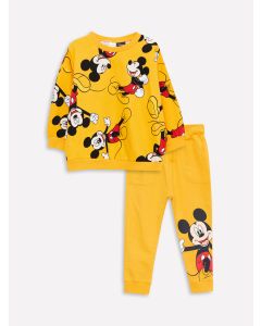 Crew Neck Long Sleeve Mickey Mouse Printed Sweatshirt and Sweatpants Baby Boy 2-Pack Set