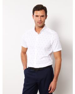 lim Fit Short Sleeve Patterned Men's Shirt