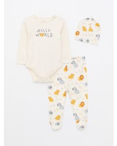 Crew Neck Long Sleeve Printed Baby Boy Hospital Set