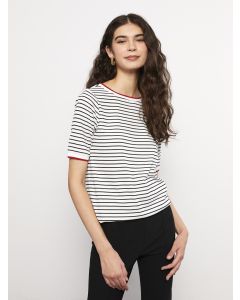 Crew Neck Striped Short Sleeve Women's T-Shirt