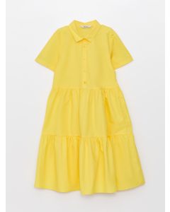 Shirt Neck Basic Short Sleeve Girl Dress