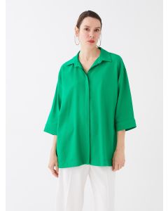 Women's Hidden Button Closure Plain Shirt