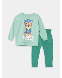 Crew Neck Long Sleeve Paw Patrol Printed Baby Boy Sweatshirt and Trousers 2-Pack Set