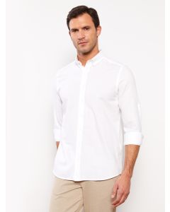 Regular Fit Long Sleeve Linen-Blend Men's Shirt