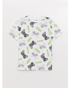 Crew Neck Patterned Short Sleeve Boy T-Shirt