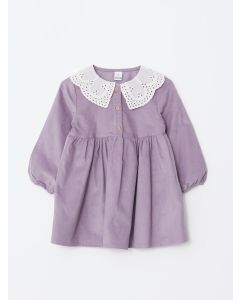 Bebe Collar Long Sleeve Baby Girl Velvet Dress