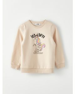 Crew Neck Printed Long Sleeve Girl Sweatshirt