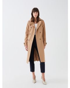 Shirt Collar Straight Long Sleeve Gabardine Women's Trench Coat