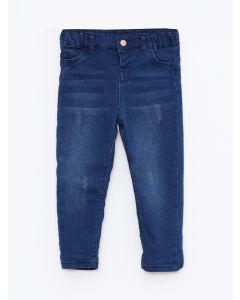 Elastic Waist Basic Baby Girl Denim Trousers