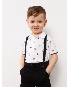 Polo Neck Short Sleeve Printed Baby Boy T-Shirt