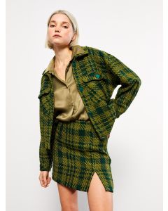 Zippered Waist Plaid A-Line Tweed Women's Skirt