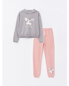 Printed Long Sleeve Girls' Sweatshirt and Tights 2-Pack Set