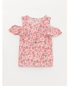 Crew Neck Patterned Short Sleeve Girl T-Shirt