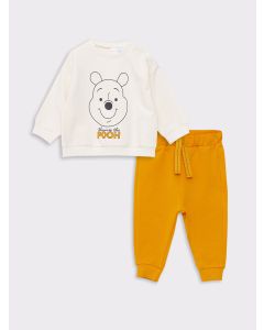 Crew Neck Long Sleeved Winnie the Pooh Printed Baby Boy Sweatshirt and Pants 2 Pack