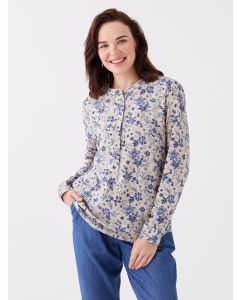 Ladies Collar Floral Long Sleeve Blouse