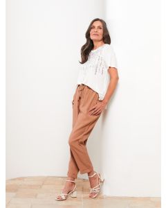 Women's Elastic Waist Plain Pants