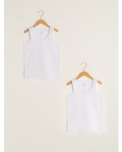 Crew Neck Basic Cotton Boy Undershirt 2 Pieces