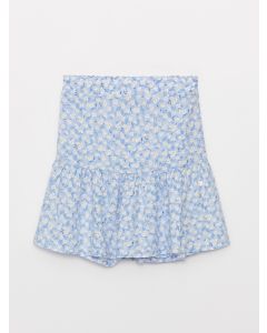 Elastic Waist Patterned Girl Skirt