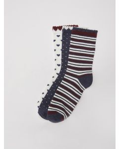 Patterned Women's Socket Socks 3-Pack