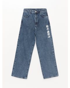 K-Pop Printed Wide Leg Girl Jeans