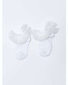 Tulle Detailed Baby Girl Booties Socks